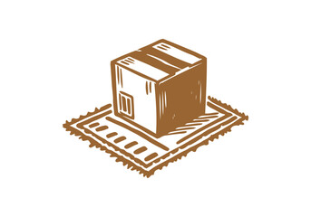 Delivery Box hand drawn doodle sketch vector illustration