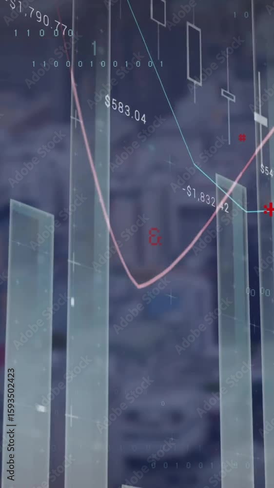  Animation of computer data processing over dark background
