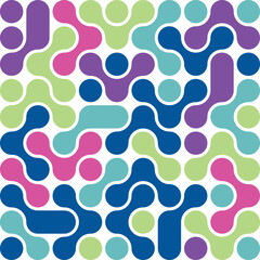 Seamless Abstract Geometric Blob Pattern  Colorful Retro Vector Background