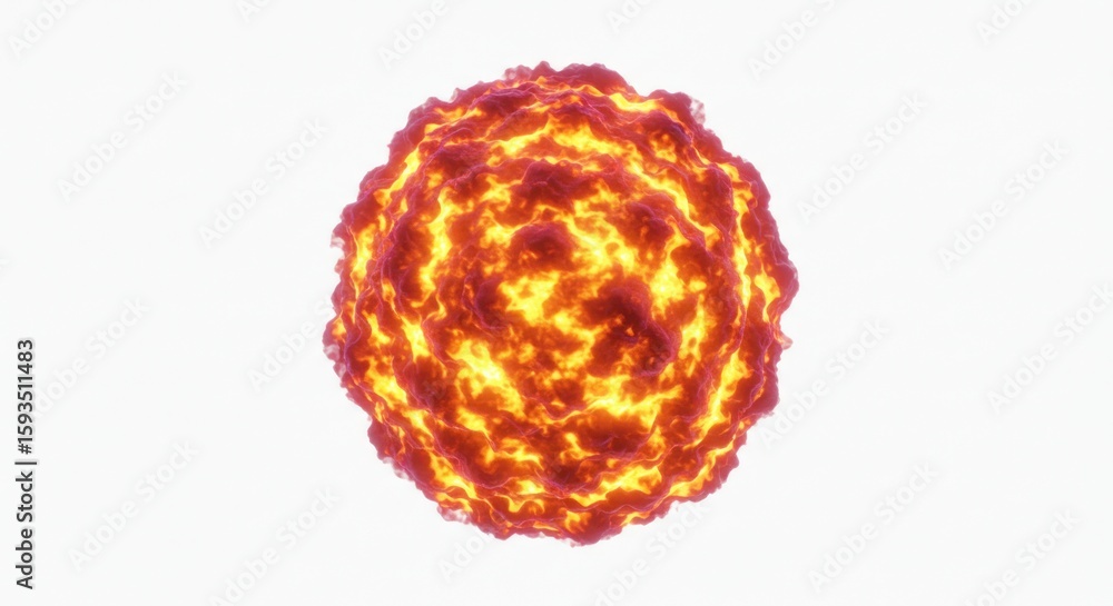 Fototapete radiant plasma sphere floating in a stark void displaying intense surface activity