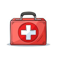 Obraz premium Red firstaid kit with a white cross suitable for medical, healthcare, emergency, safety, and first aid concepts in various designs.
