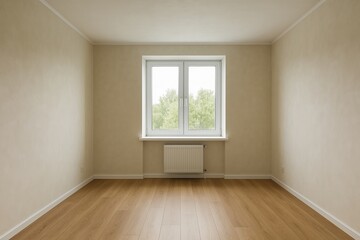 Fototapeta premium Spacious Empty Room with Natural Light and Simple Decor Elements