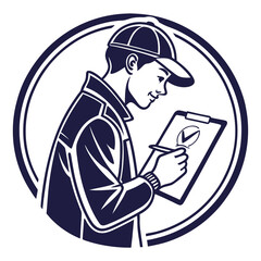Delivery Man Checking Clipboard Package Logistics Service