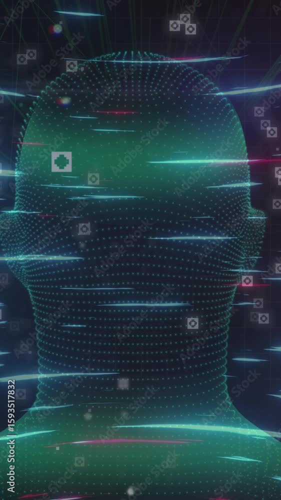 Poster animation of globe with icons and network of connections