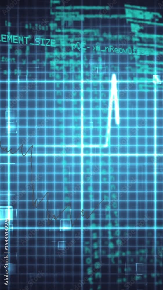Poster animation of data processing over cardiograph