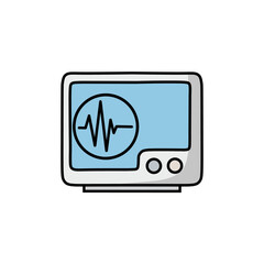 Medical Monitor Icon Showing Heartbeat Waveform for Healthcare and Medicine