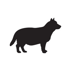 Black silhouette of a german shepherd dog isolated on white background silhouette