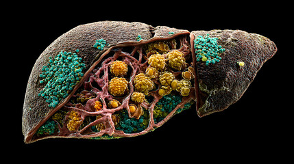 Fototapeta premium Human liver. Hepatocellular carcinoma