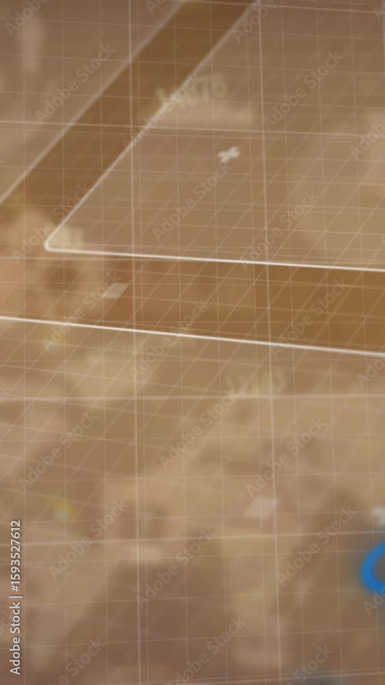 Poster animation of data processing with globe on orange background