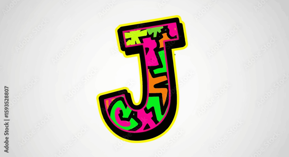 Poster vector letter j graphic design illustration with colorful abstract pattern for educational resources