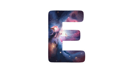 Vector letter e space galaxy illustration for educational resources and creative design projects one hundred char