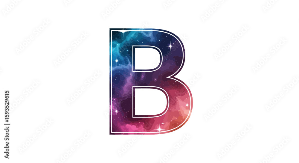 Fototapete vector letter b initial galaxy space nebula cosmic design alphabet typography graphic design brandin