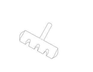 Wireframe Depiction: A detailed Technical Drawing of a bicycle V-brake arm. This Simple Line Art provides an Outline Illustration of a mechanical component, rendered in a clean Monochrome style,