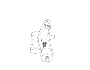 Wireframe Depiction: A detailed Technical Drawing of a bicycle V-brake arm. This Simple Line Art provides an Outline Illustration of a mechanical component, rendered in a clean Monochrome style,
