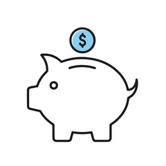 Piggy bank with coin drop representing savings and financial goals  