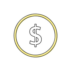 Obraz premium Dollar sign icon inside a circular frame in a minimalist style 
