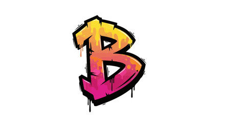 Vector graffiti letter b vector illustration with dripping paint effect for urban art and design projects usage