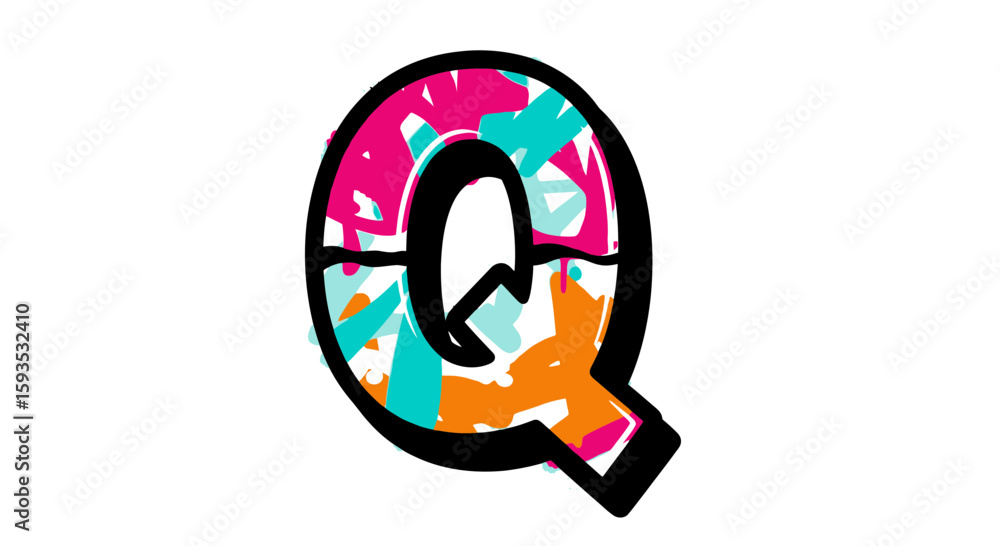 Fototapete vector letter q initial logo design with colorful abstract art vector illustration and typography br