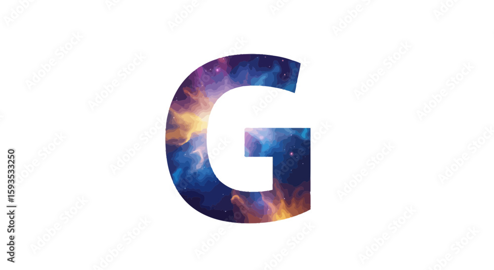 Fototapete vector letter g galaxy space nebula cosmic alphabet initial design for branding and creative project