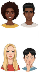 Image of ethnically diverse and smiling people. Lively business people