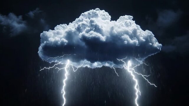 Wrath of the Storm: A dramatic scene unfolds as a colossal storm cloud unleashes its fury, casting down intense lightning strikes amid the dark, foreboding sky.