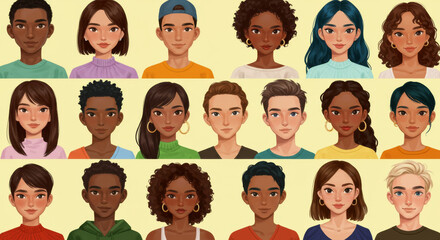 Image of ethnically diverse and smiling people. Lively business people