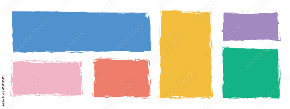 Poster set of grunge square template backgrounds. vector colorful painted squares or rectangular shapes. co