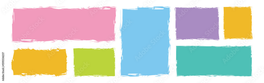Aufkleber set of grunge square template backgrounds. vector colorful painted squares or rectangular shapes. co