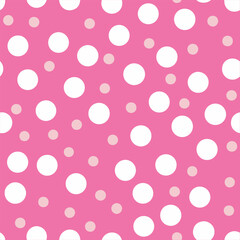 Charming Pink and White Seamless Polka Dots Pattern for Creative Projects.