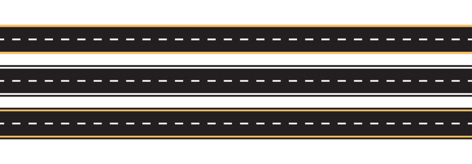 Set of street road vector line. highway road silhouette vector, road icon. Top view of race track and highway. Flat vector illustration isolated on white background.