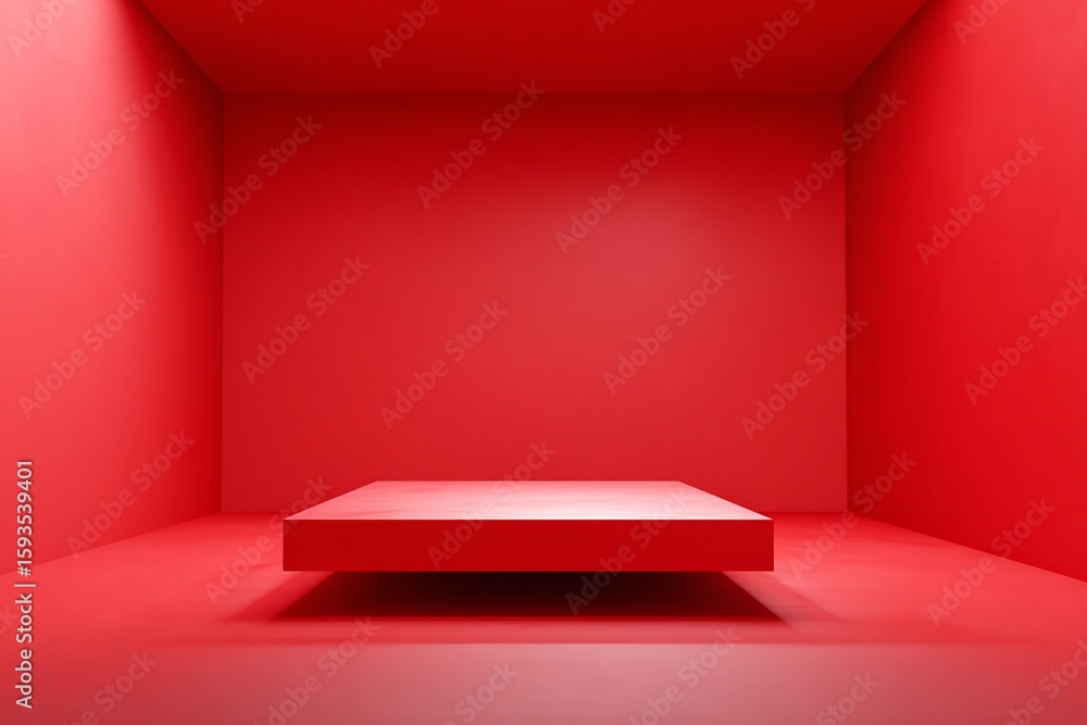 Poster red platform in red room: digital rendering