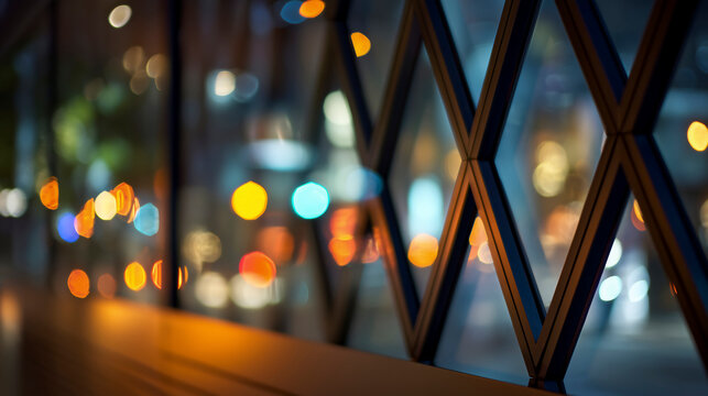 Modern Urban Geometry with Atmospheric Bokeh Lights and Abstract Reflections