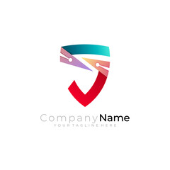Shield logo and letter S design combination, technology
