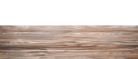 Wooden board surface against white background