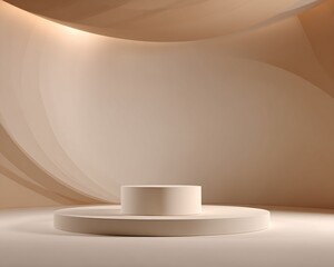 Two-Tiered Cylindrical Platform in Beige Setting