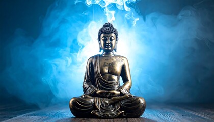 Buddha statue in smoky light