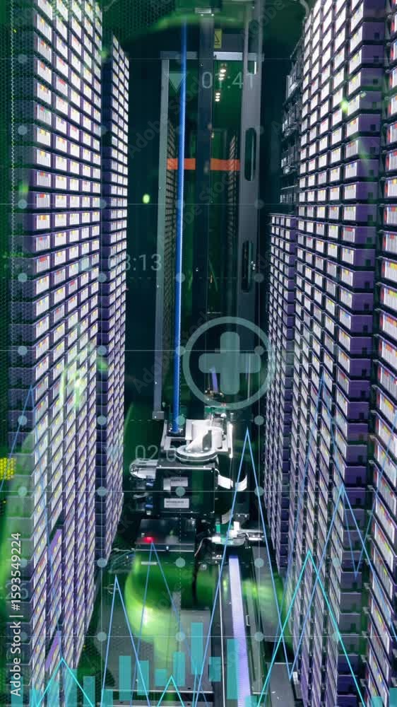 Poster animation of data processing over computer servers