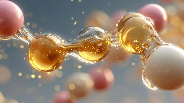 Molecule structure showing glowing connections and dynamic interaction of stress and hormones in scientific chemistry and biology environment