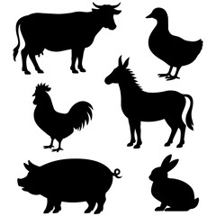 Silhouettes of farm animals