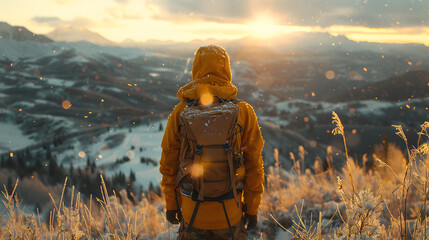 Golden Chill: Adventure in Winter Glow
