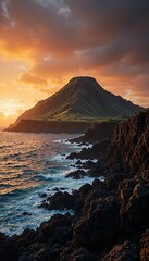 Golden Hour by the Ocean Cliffs