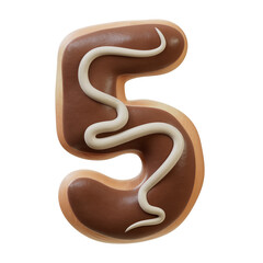3D Font.Chocolate Biscuit Donut Font Concept. Isometric Alphabet. Numbers And Letters. 3d rendering isolated on white background