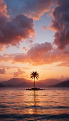 Peaceful Sunset over the Beach Horizon