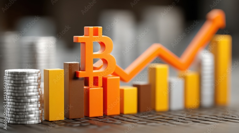 Poster bitcoin graph depicting momentum and market performance in the evolving world of digital currency tr