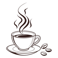 Steaming Coffee Cup - Flat Vector Illustration
