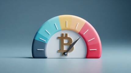 Clock displaying a bitcoin sign indicating investor sentiment gauge for cryptocurrency market and trading insights