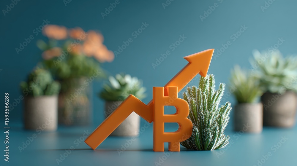 Poster plant and letter b symbolizing bitcoin roi tracker in a dashboard card displaying performance metric