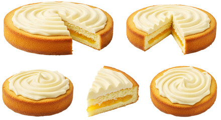 Fototapeta premium Delicious Lemon Cream Cake Slices with Frosting - Perfect for Dessert Lovers
