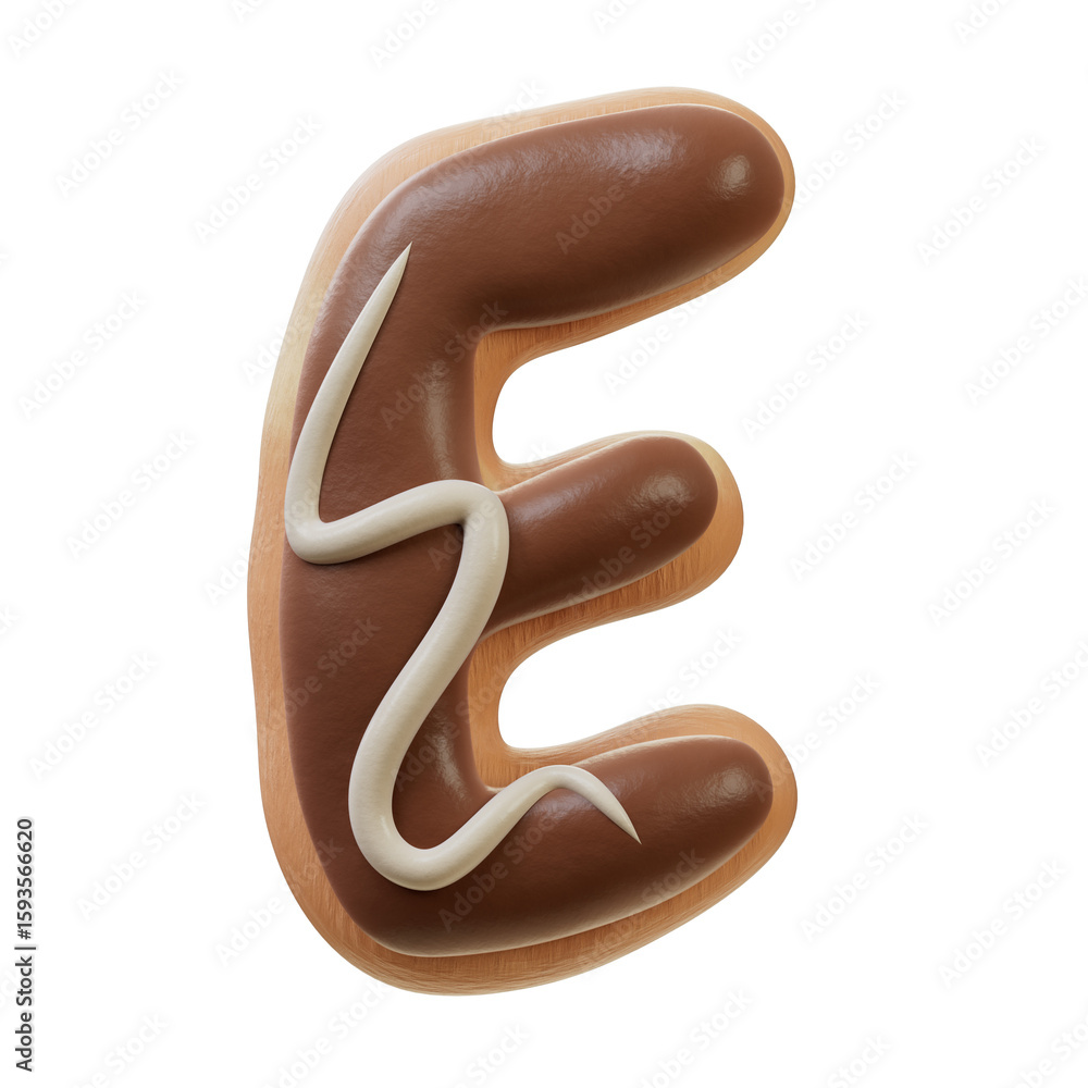Fototapete 3d font.chocolate biscuit donut font concept. isometric alphabet. numbers and letters. 3d rendering 