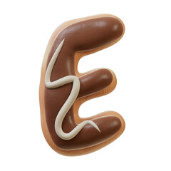 3D Font.Chocolate Biscuit Donut Font Concept. Isometric Alphabet. Numbers And Letters. 3d rendering isolated on white background